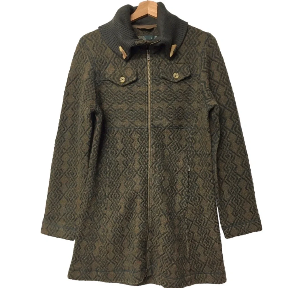 PRANA Annabel Wool Blends Jacket Green and Tan Size Small - Picture 3 of 17